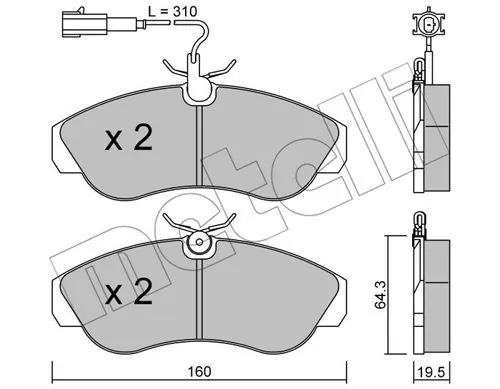 Piduriklotsi komplekt, ketaspidur METELLI 22-0155-1