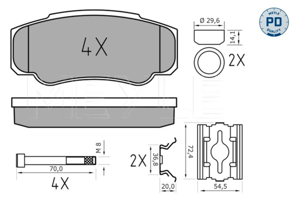 Piduriklotsi komplekt, ketaspidur MEYLE 025 239 2120/PD