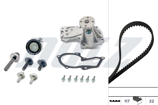 Veepump + hammasrihmakomplekt DOLZ KD070