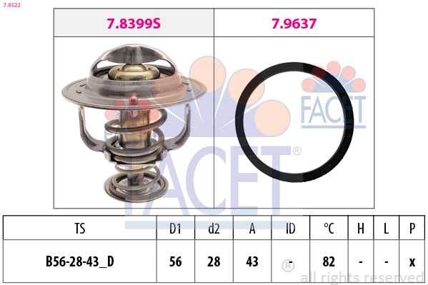 Termostaat, Jahutusvedelik FACET 7.8522