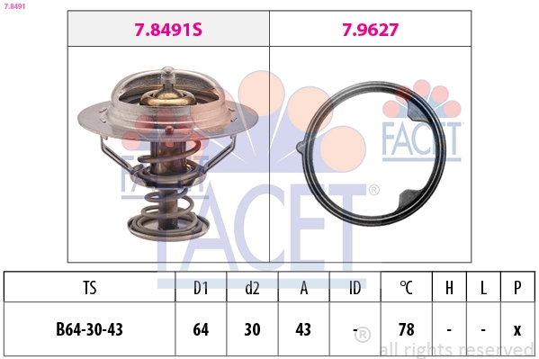 Termostaat, Jahutusvedelik FACET 7.8491