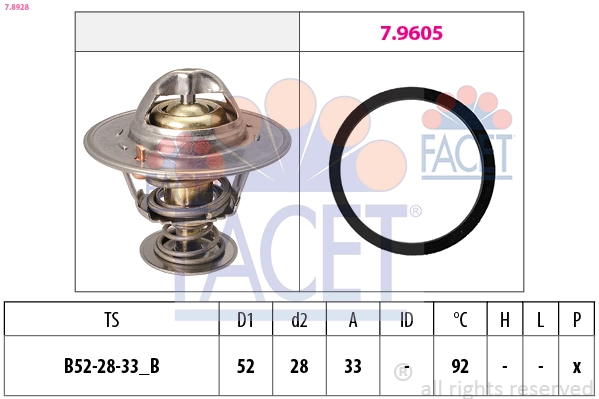 Termostaat, Jahutusvedelik FACET 7.8928