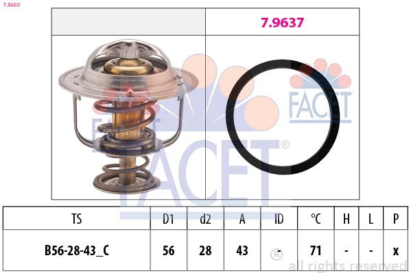 Termostaat, Jahutusvedelik FACET 7.8650