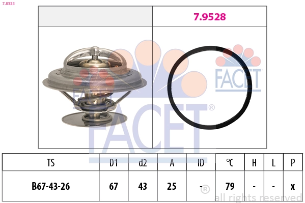 Termostaat, Jahutusvedelik FACET 7.8333
