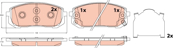 Piduriklotsi komplekt, ketaspidur TRW GDB2560