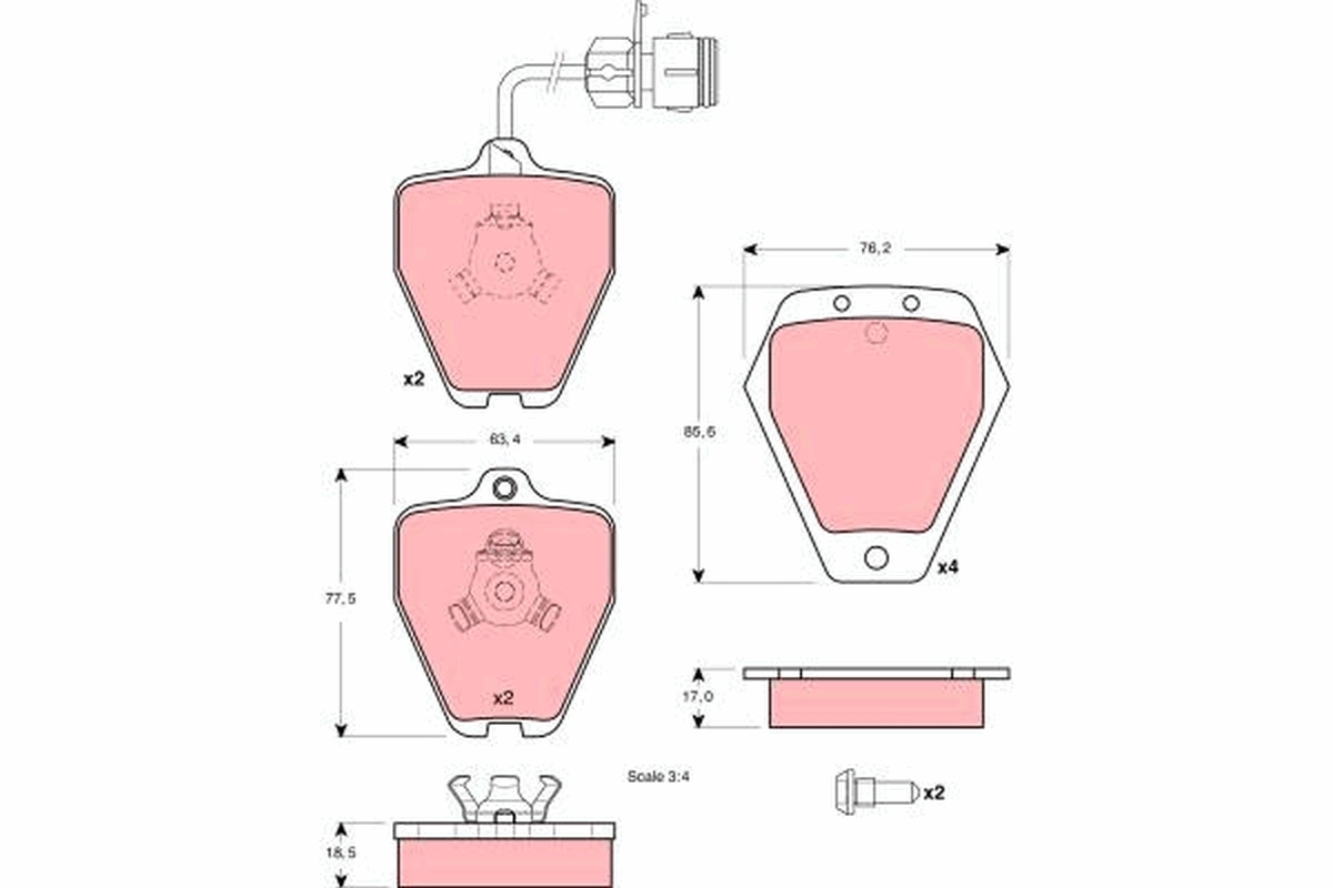Piduriklotsi komplekt, ketaspidur TRW GDB1329