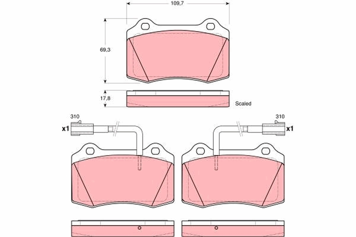 Piduriklotsi komplekt, ketaspidur TRW GDB1519