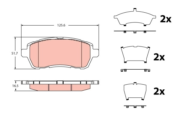 Piduriklotsi komplekt, ketaspidur TRW GDB2404