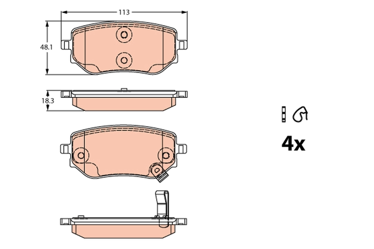 Piduriklotsi komplekt, ketaspidur TRW GDB2270