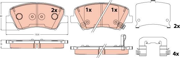 Piduriklotsi komplekt, ketaspidur TRW GDB2510