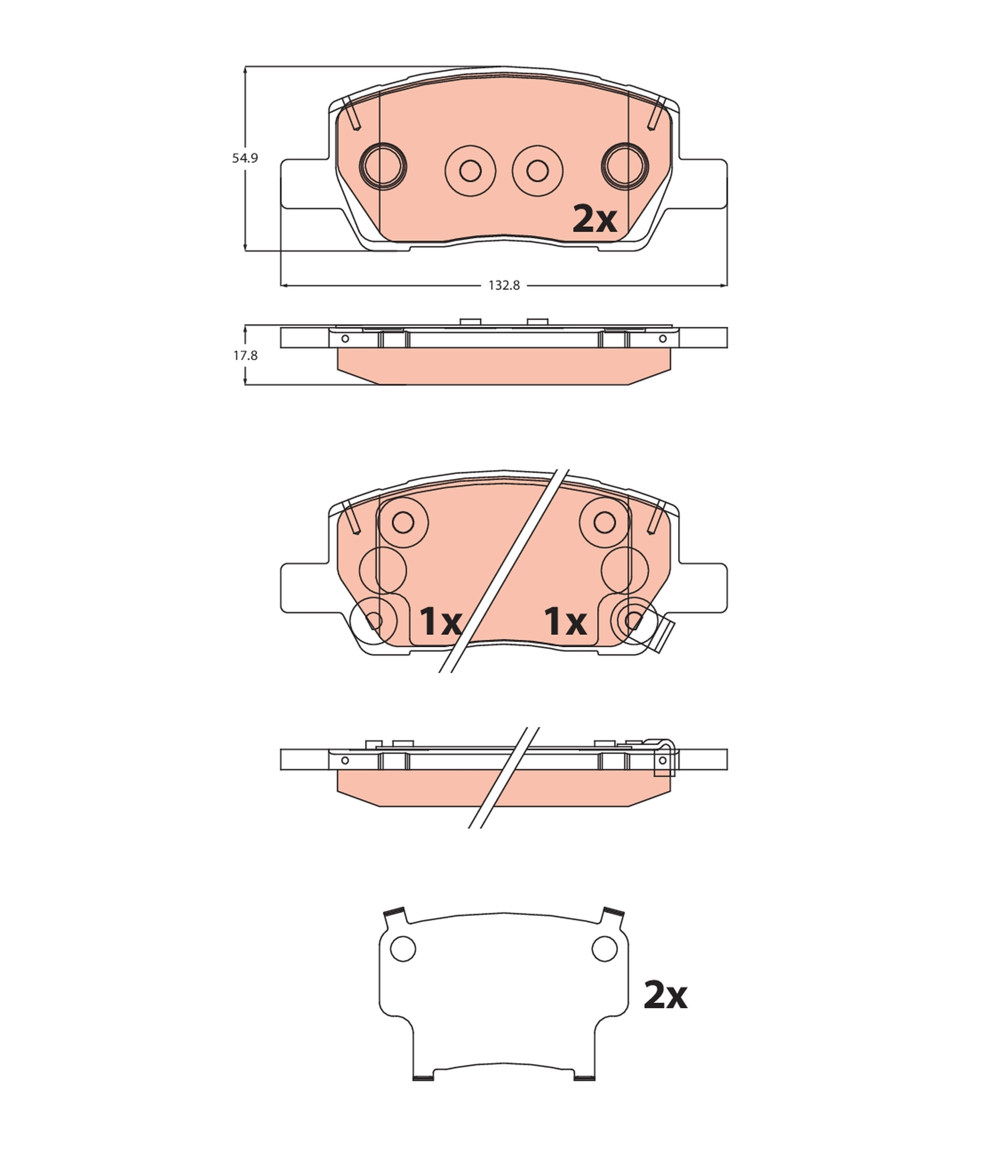 Piduriklotsi komplekt, ketaspidur TRW GDB2541