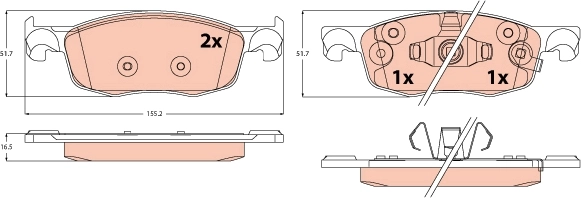 Piduriklotsi komplekt, ketaspidur TRW GDB2576