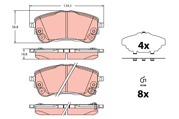 Piduriklotsi komplekt, ketaspidur TRW GDB2345