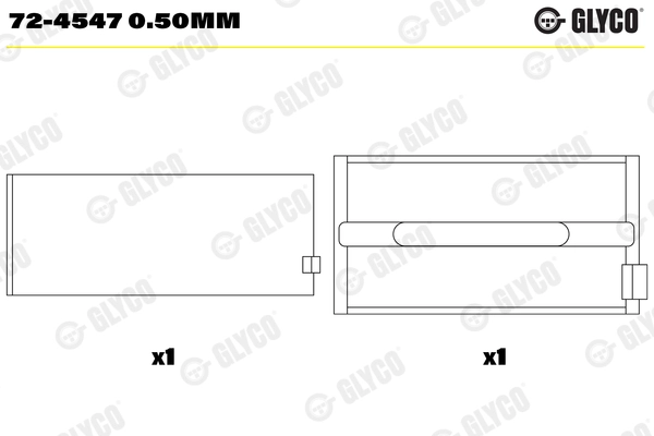Väntvõlli laager GLYCO 72-4547 0.50mm
