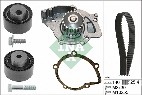 Veepump + hammasrihmakomplekt Schaeffler INA 530 0446 31