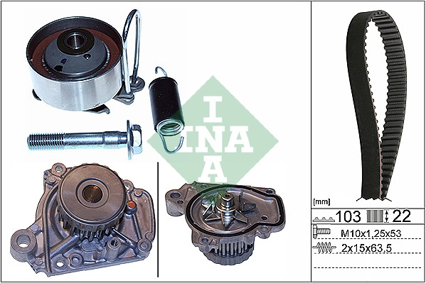 Veepump + hammasrihmakomplekt Schaeffler INA 530 0505 31