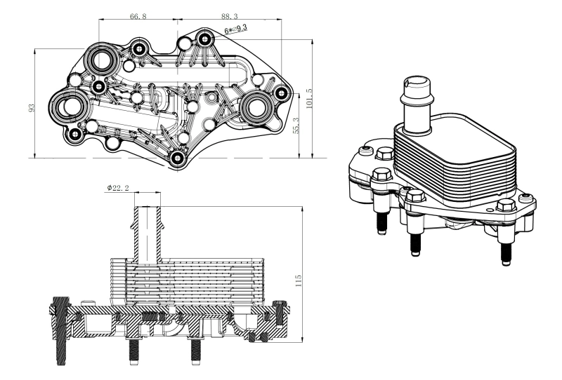 Õliradiaator, mootoriõli NRF 31842