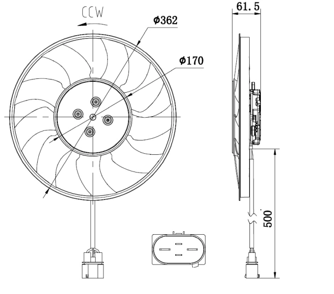 Ventilaator, mootorijahutus NRF 47931
