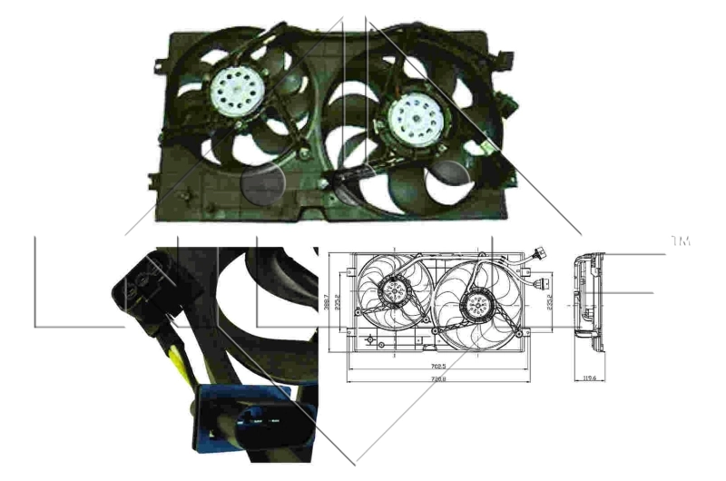 Ventilaator, mootorijahutus NRF 47403