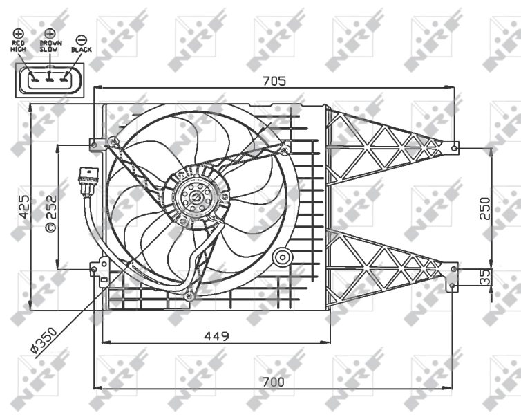 Ventilaator, mootorijahutus NRF 47744