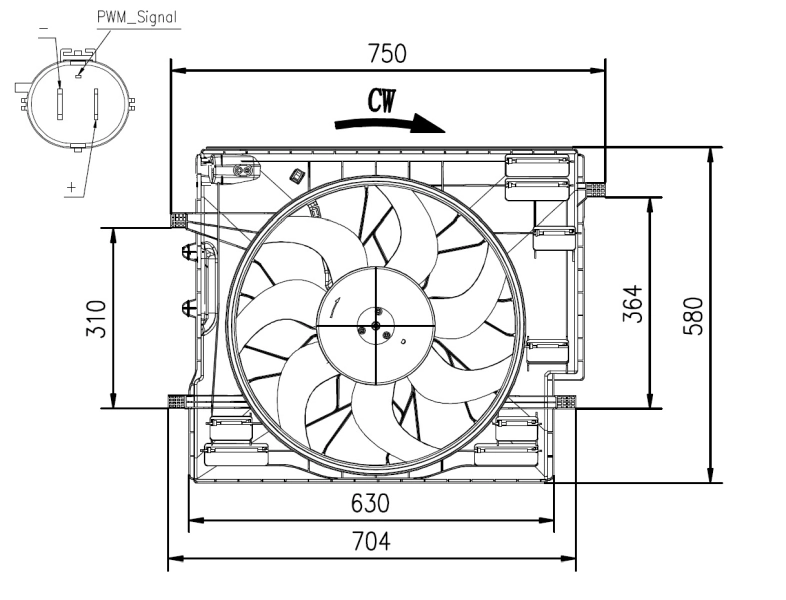 Ventilaator, mootorijahutus NRF 47967