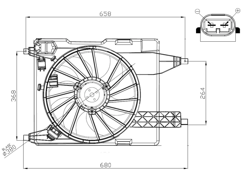 Ventilaator, mootorijahutus NRF 47966