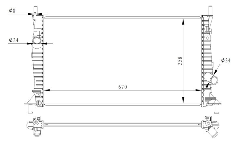 Radiaator, mootorijahutus NRF 550014