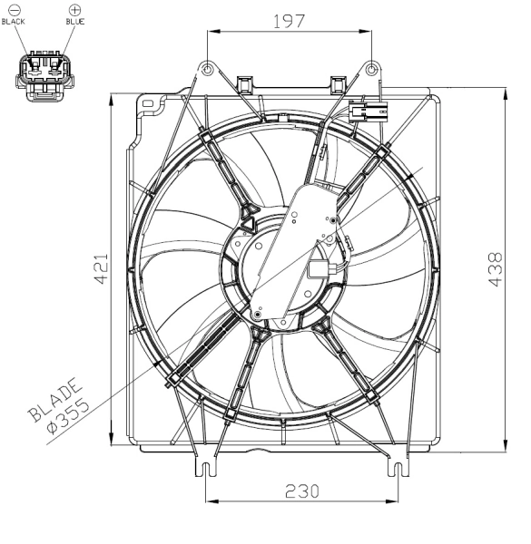 Ventilaator, mootorijahutus NRF 47934