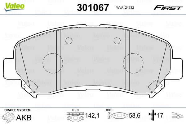 Piduriklotsi komplekt, ketaspidur VALEO 301067