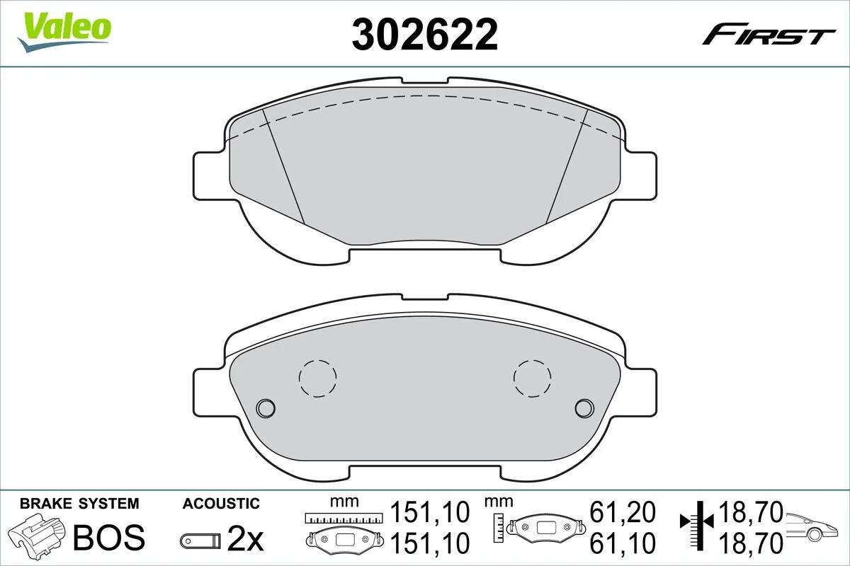 Piduriklotsi komplekt, ketaspidur VALEO 302622