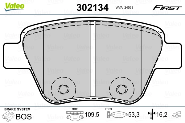Piduriklotsi komplekt, ketaspidur VALEO 302134
