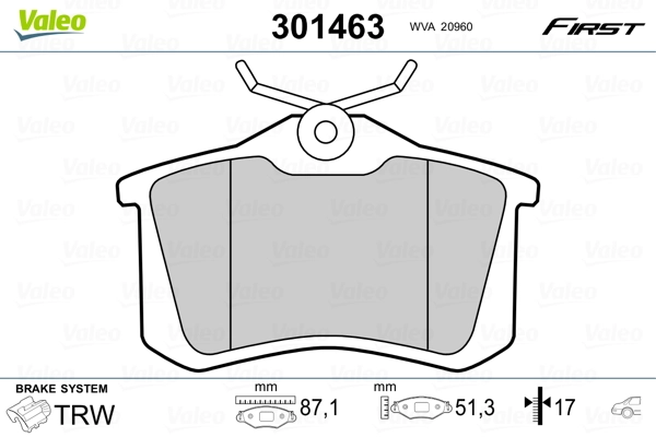 Piduriklotsi komplekt, ketaspidur VALEO 301463