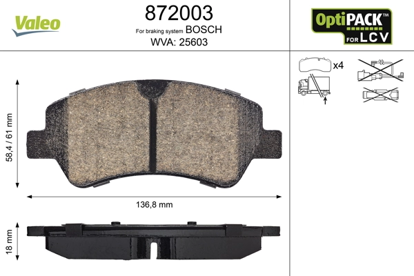 Piduriklotsi komplekt, ketaspidur VALEO 872003