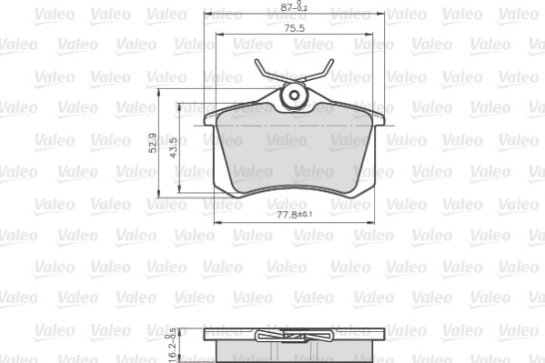 Piduriklotsi komplekt, ketaspidur VALEO 872960