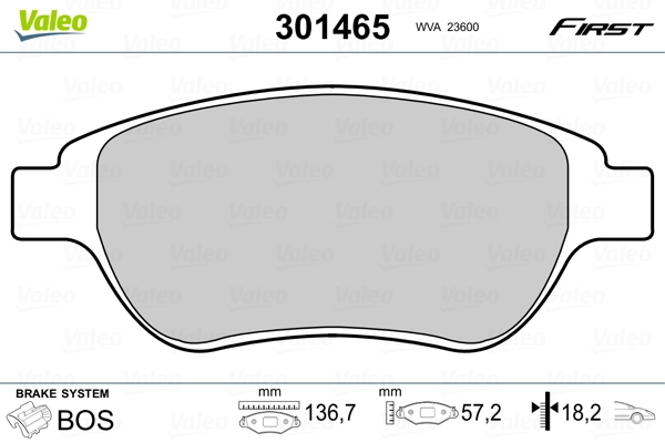 Piduriklotsi komplekt, ketaspidur VALEO 301465
