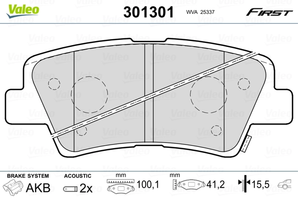 Piduriklotsi komplekt, ketaspidur VALEO 301301