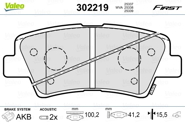 Piduriklotsi komplekt, ketaspidur VALEO 302219