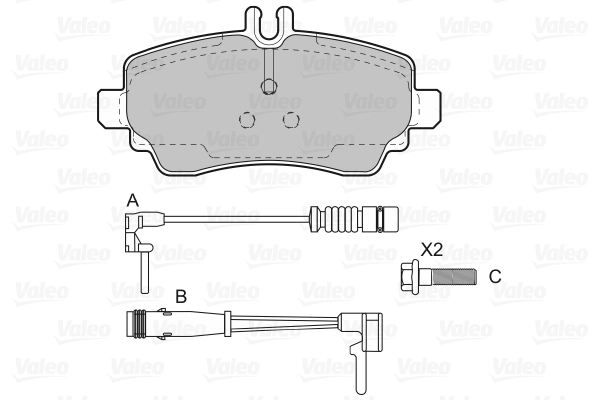 Piduriklotsi komplekt, ketaspidur VALEO 598549