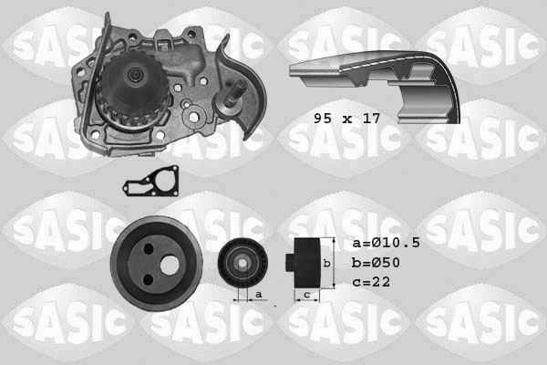 Veepump + hammasrihmakomplekt SASIC 3904006