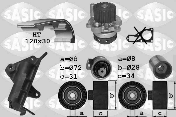 Veepump + hammasrihmakomplekt SASIC 3906019