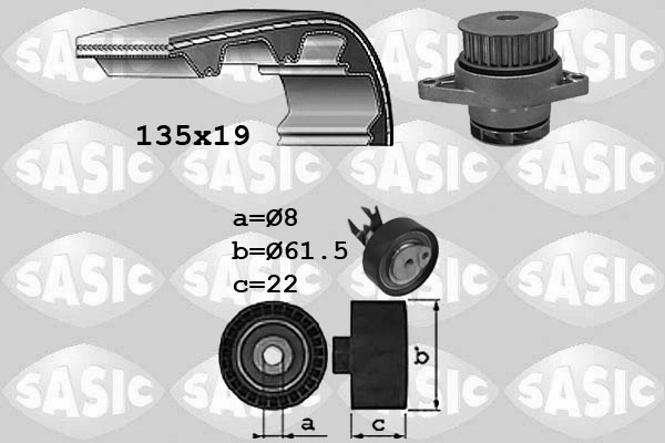 Veepump + hammasrihmakomplekt SASIC 3906065