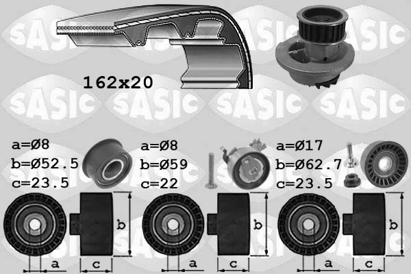 Veepump + hammasrihmakomplekt SASIC 3906073