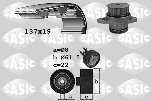 Veepump + hammasrihmakomplekt SASIC 3906054