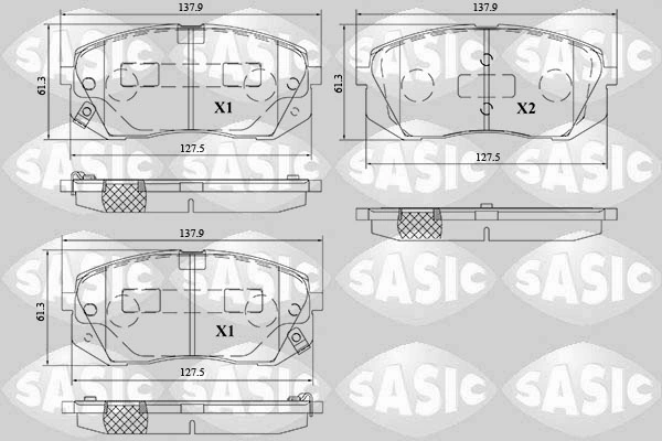 Piduriklotsi komplekt, ketaspidur SASIC 6216214