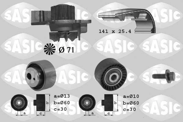 Veepump + hammasrihmakomplekt SASIC 3900012