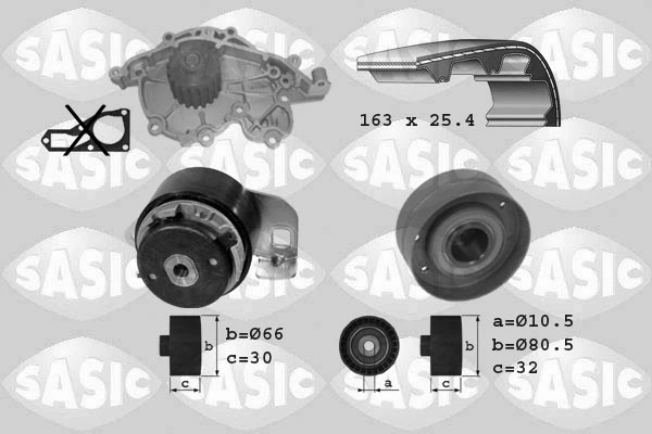 Veepump + hammasrihmakomplekt SASIC 3904001