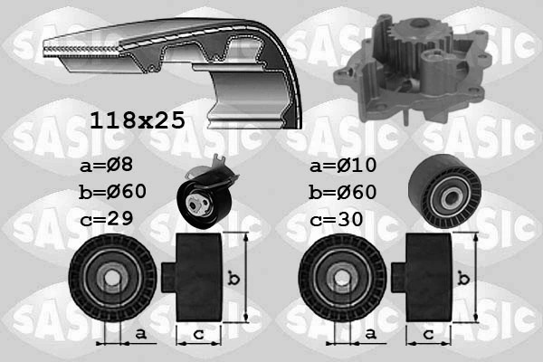 Veepump + hammasrihmakomplekt SASIC 3900039