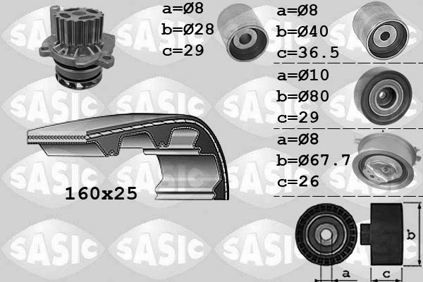 Veepump + hammasrihmakomplekt SASIC 3906069