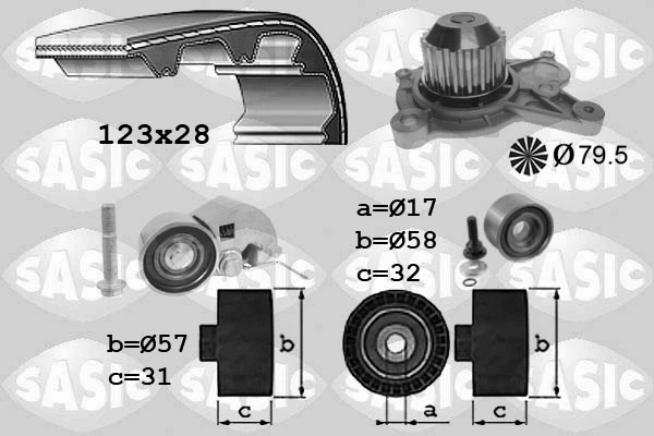 Veepump + hammasrihmakomplekt SASIC 3906075