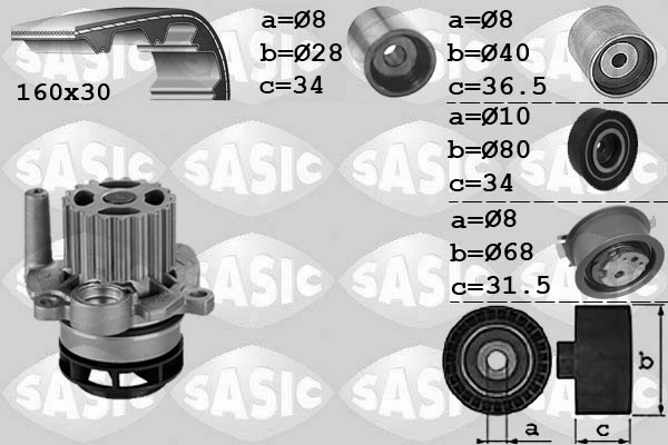 Veepump + hammasrihmakomplekt SASIC 3906081